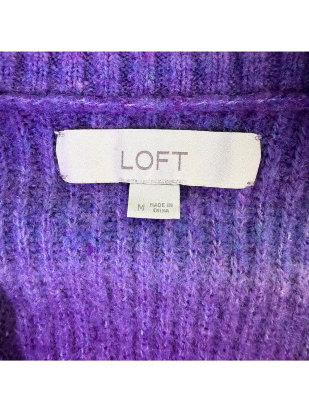 Loft Womens Purple Button-Up Cardigan Sweater Size Medium Ribbed Knit - Picture 4 of 6